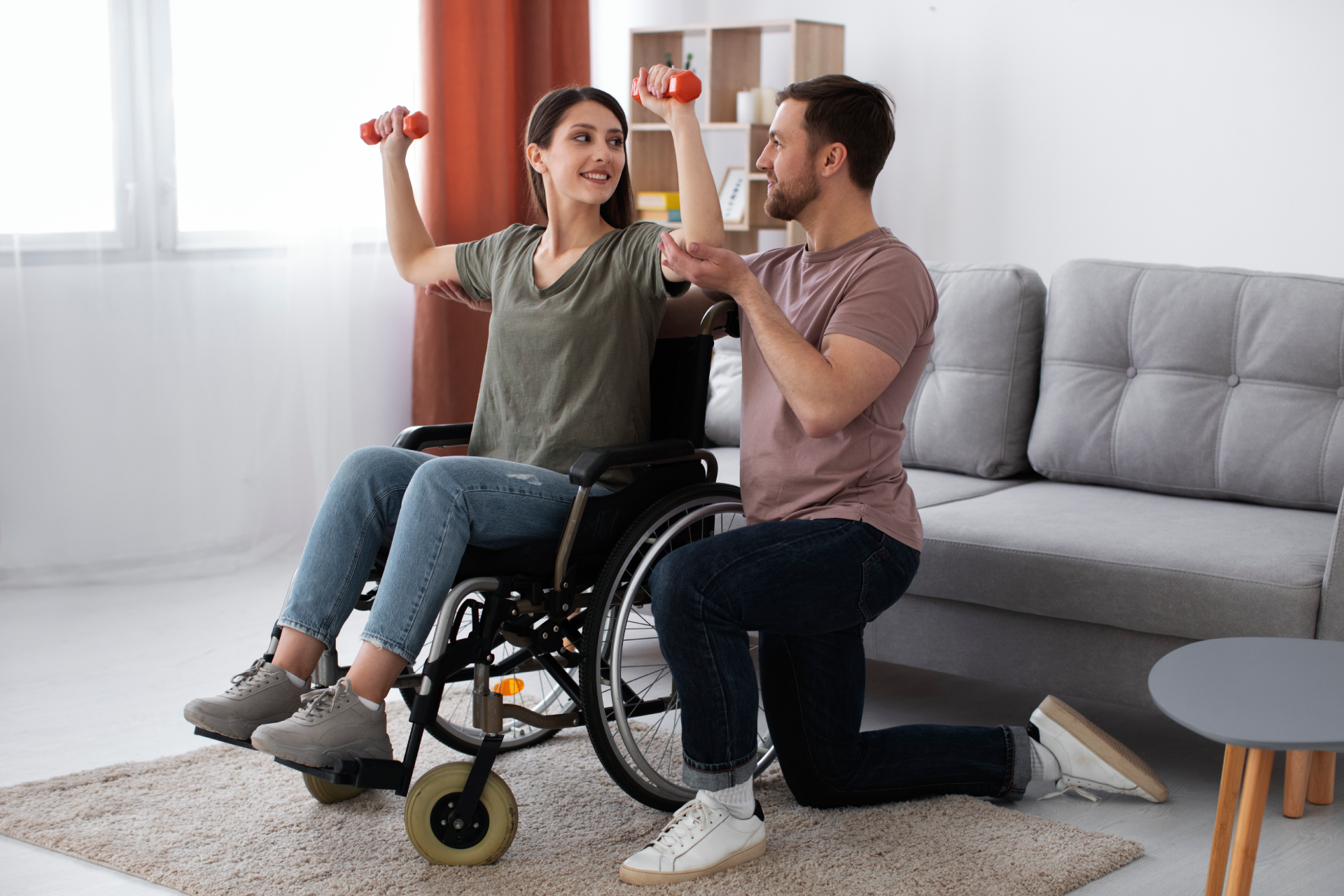 Young Adult Helping Disabled Friend Young Adult Helping Disabled Friend